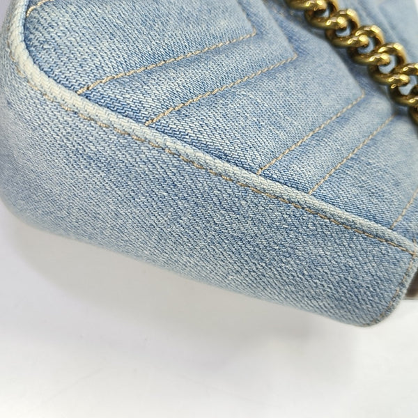 GG Marmont Small Quilted Denim Blue