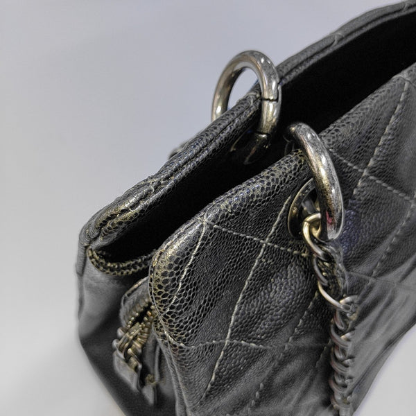 CC TIMELESS SOFT Small Quilted Grained Calfskin Gray