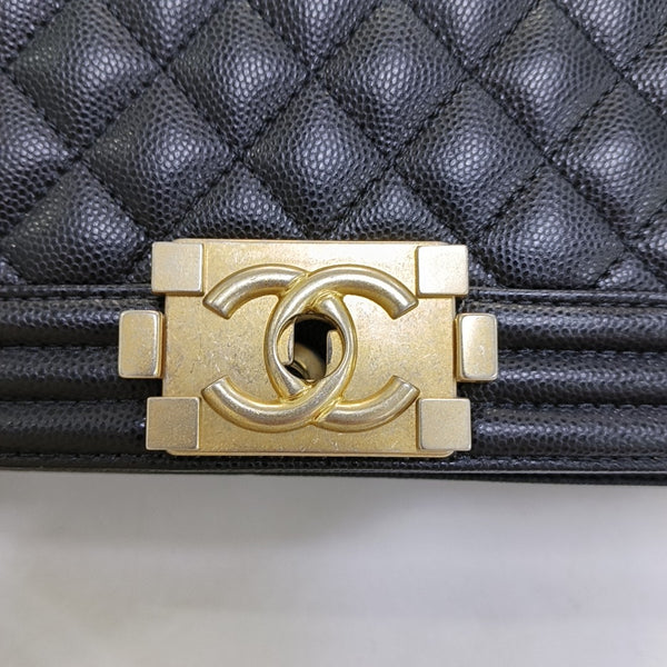 BOY CHANEL Medium Quilted Grained Calfskin Black