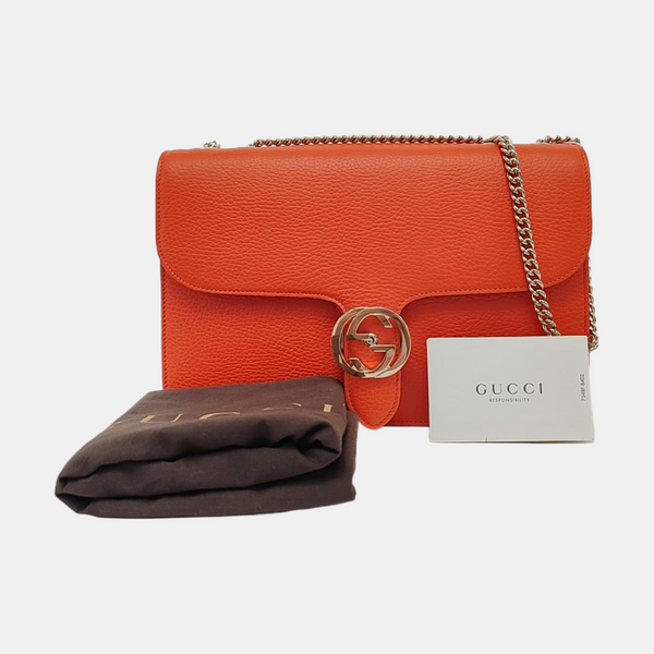 Authenticated pre-owned Interlocking G Large Calfskin Orange - Crossbody Bag at Looply