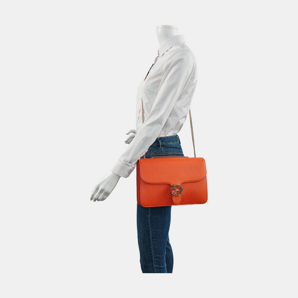 Authenticated pre-owned Interlocking G Large Calfskin Orange - Crossbody Bag at Looply