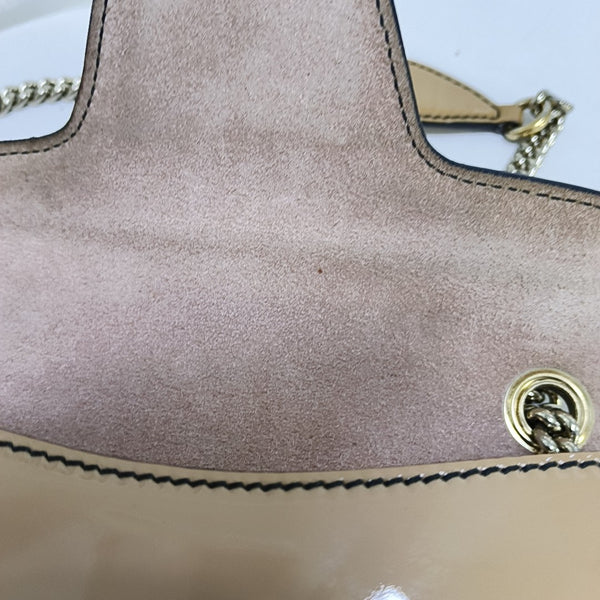 Emily Chain Small Patent Leather Brown