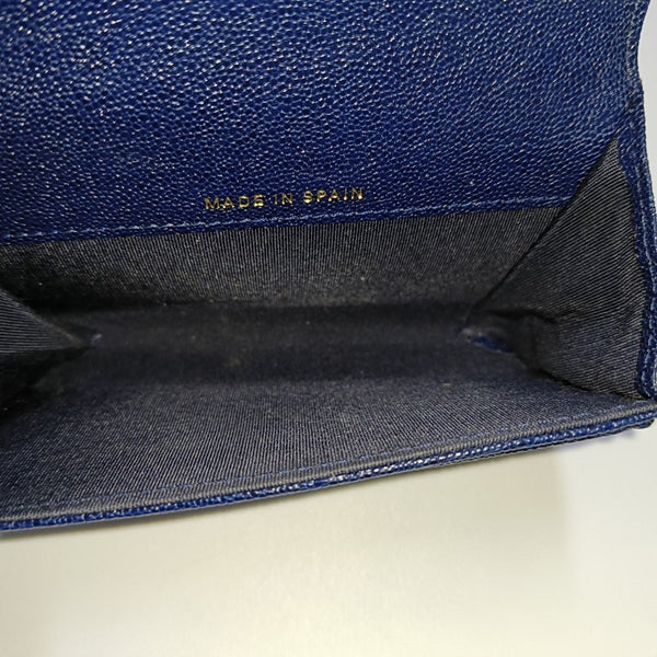 Authenticated pre-owned Boy Chanel Quilted Grained Calfskin Blue Wallet - Wallet at Looply