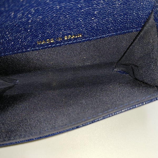 Authenticated pre-owned Boy Chanel Quilted Grained Calfskin Blue Wallet - Wallet at Looply