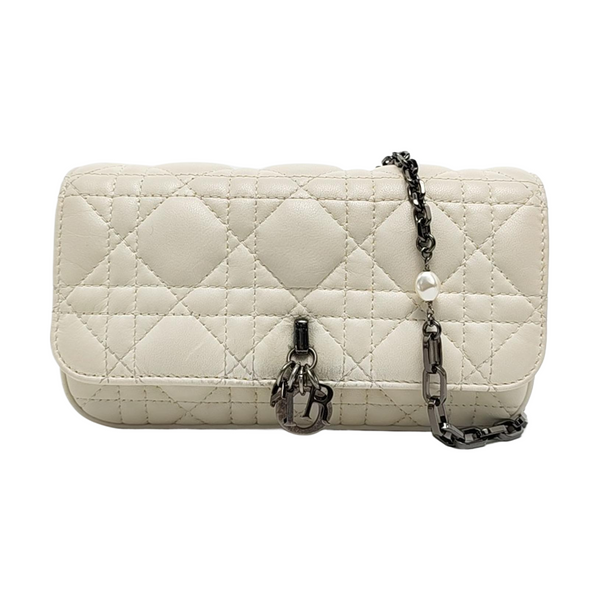 Authenticated pre-owned Lady Dior Lambskin White - Shoulder Bag at Looply