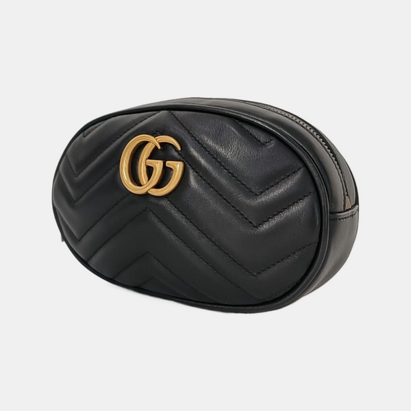 Authenticated pre-owned GG Marmont Calfskin Black - Belt Bag at Looply