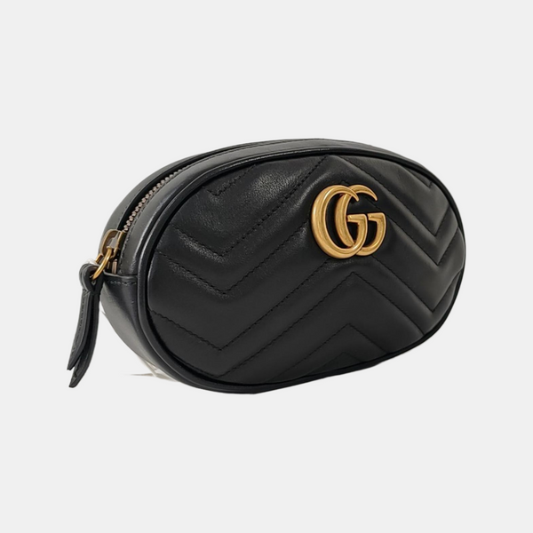 Authenticated pre-owned GG Marmont Calfskin Black - Belt Bag at Looply