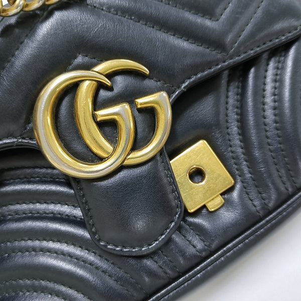 GG Marmont Small Quilted Calfskin Black