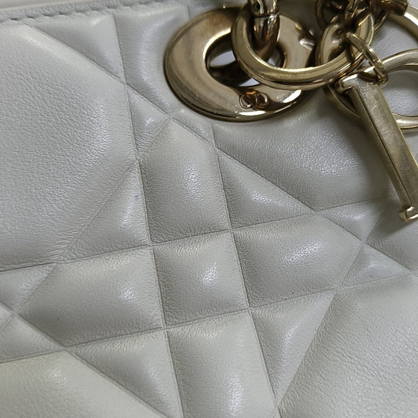 Lady 95.22 Small Cannage Calfskin White