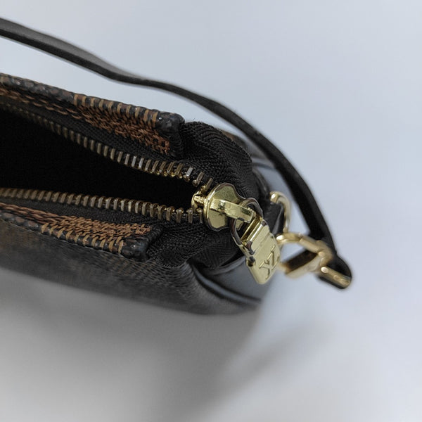 TROUSSE MAKE UP Damier Ebene Coated Canvas Brown