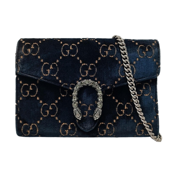Authenticated pre-owned Dionysus Super Mini Monogram Velvet Blue - Crossbody Bag at Looply
