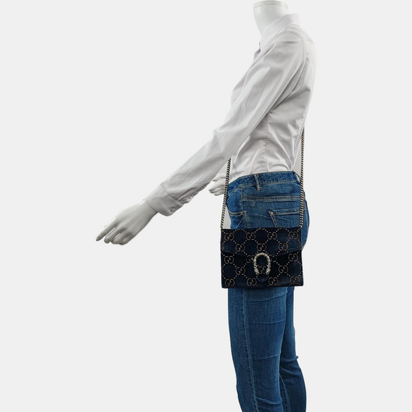 Authenticated pre-owned Dionysus Super Mini Monogram Velvet Blue - Crossbody Bag at Looply