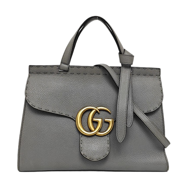 Authenticated pre-owned GG Marmont Top Handle Calfskin Gray - Crossbody Bag at Looply