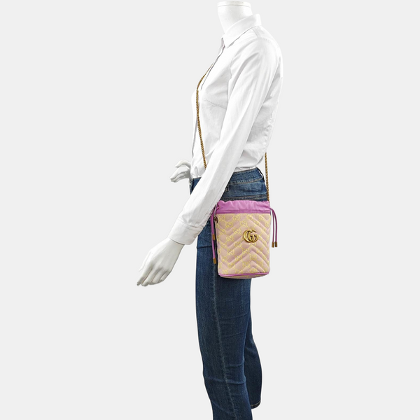 Authenticated pre-owned GG Marmont Canvas Pink - Shoulder Bag at Looply