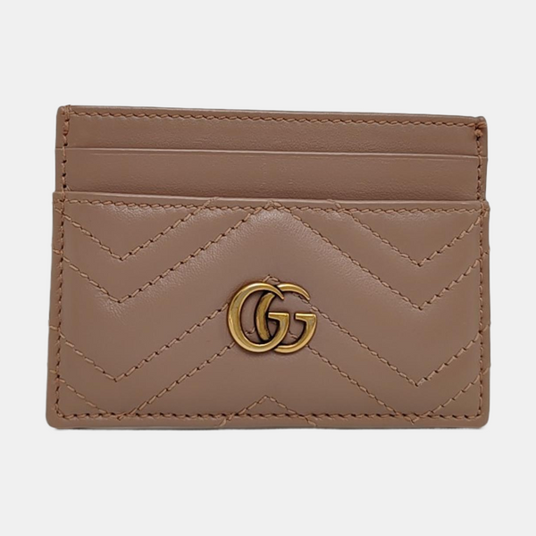 Authenticated pre-owned GG Marmont Leather Pink Card Holder - Card Holder at Looply