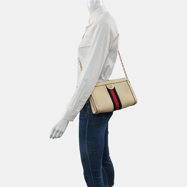 Authenticated pre-owned Ophidia Small Calfskin White - Shoulder Bag at Looply