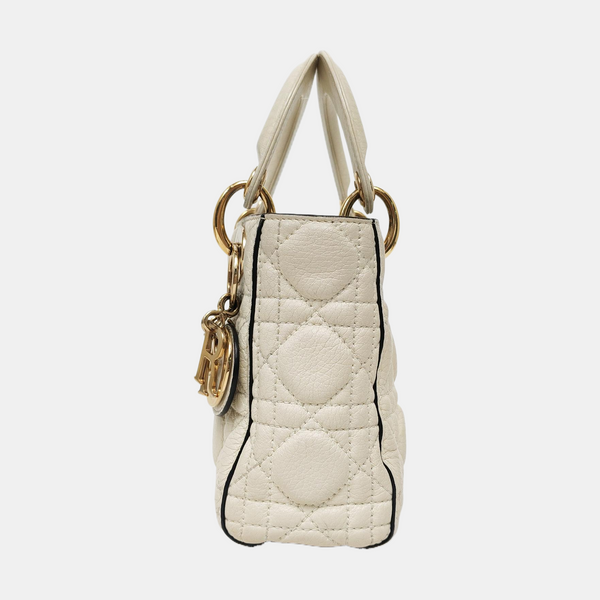 Authenticated pre-owned Lady Dior Mini Lambskin White - Shoulder Bag at Looply