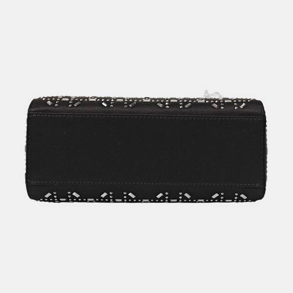 Authenticated pre-owned Lady Dior Mini Silk Satin Black - Top Handle Bag at Looply