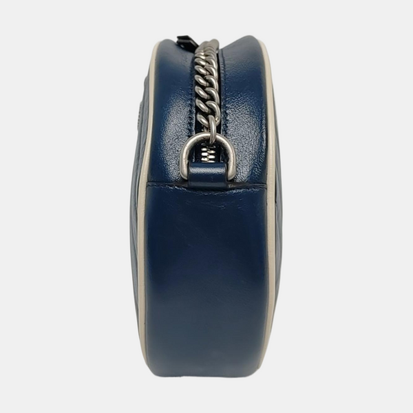 Authenticated pre-owned GG Marmont Mini Calfskin Blue - Shoulder Bag at Looply