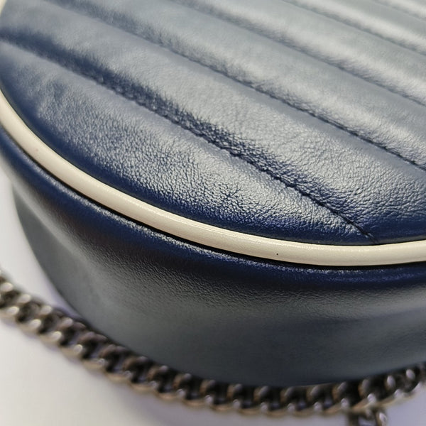 Authenticated pre-owned GG Marmont Mini Calfskin Blue - Shoulder Bag at Looply