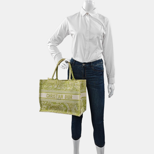 Authenticated pre-owned Book Tote Medium Fabric Yellow - Top Handle Bag at Looply