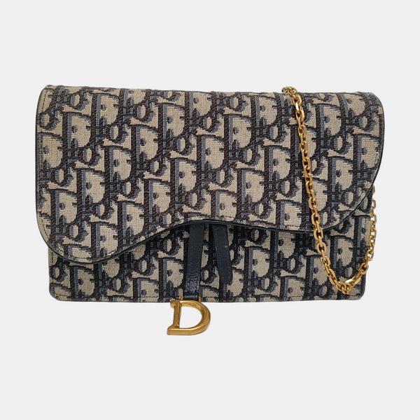 Authenticated pre-owned Saddle Oblique Canvas Blue - Shoulder Bag at Looply