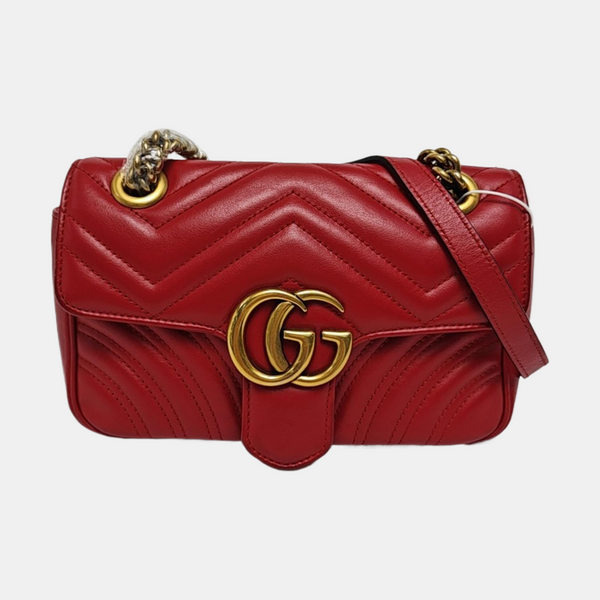 Authenticated pre-owned GG Marmont Small Calfskin Red - Crossbody Bag at Looply