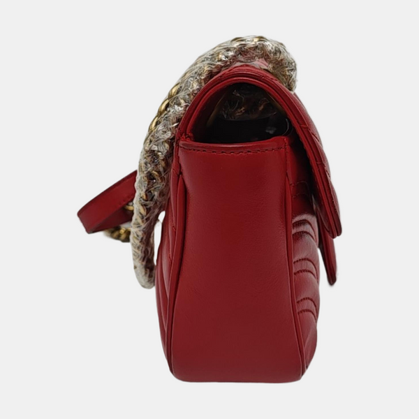 Authenticated pre-owned GG Marmont Small Calfskin Red - Crossbody Bag at Looply