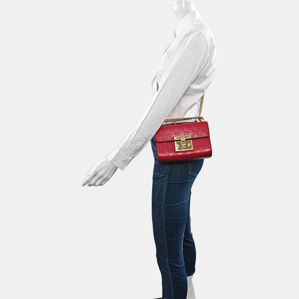 Authenticated pre-owned Padlock Small Monogram Calfskin Red - Crossbody Bag at Looply