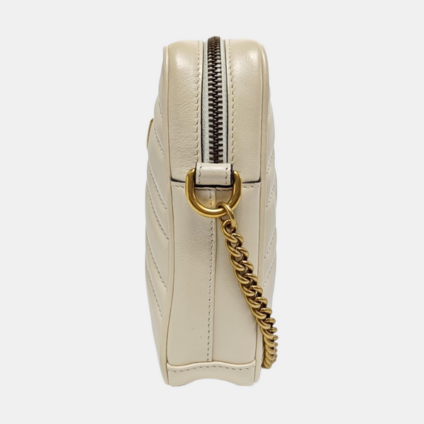 Authenticated pre-owned GG Marmont Mini Calfskin White - Crossbody Bag at Looply