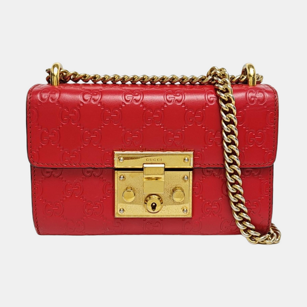 Authenticated pre-owned Padlock Small Monogram Calfskin Red - Crossbody Bag at Looply