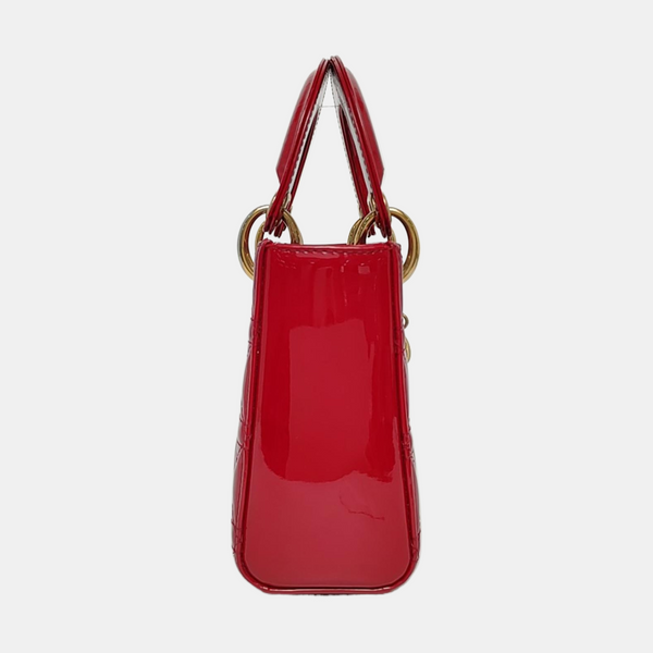 Authenticated pre-owned Lady Dior Mini Patent Leather Red - Shoulder Bag at Looply