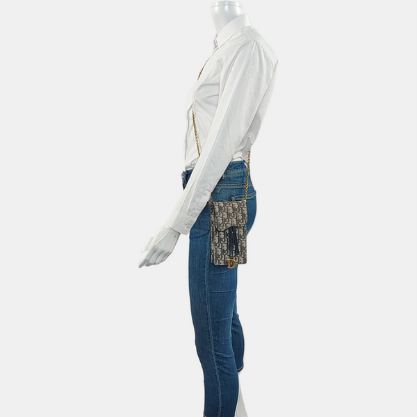 Authenticated pre-owned Saddle Oblique Canvas Blue - Crossbody Bag at Looply