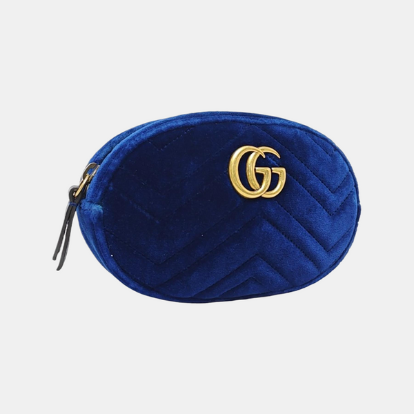 Authenticated pre-owned GG Marmont Velvet Blue - Belt Bag at Looply