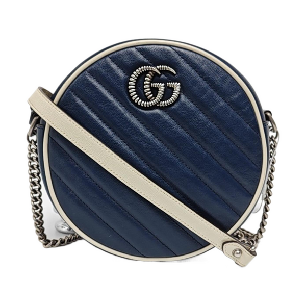 Authenticated pre-owned GG Marmont Mini Calfskin Blue - Shoulder Bag at Looply