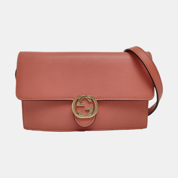 Authenticated pre-owned Interlocking G Calfskin Pink - Shoulder Bag at Looply
