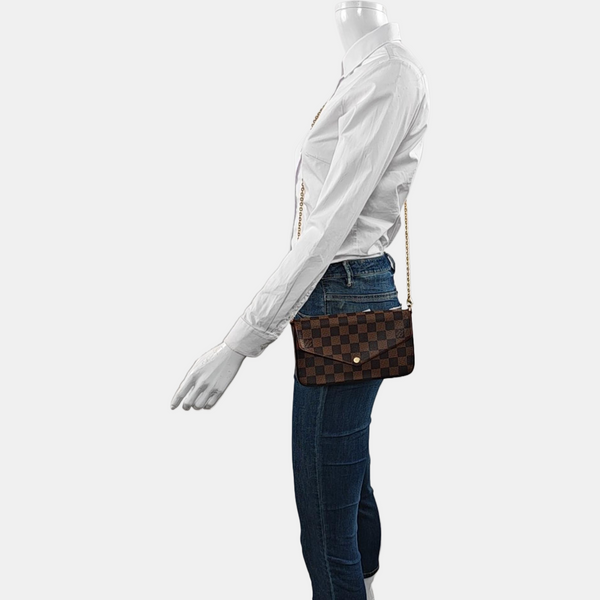 Authenticated pre-owned Félicie Damier Ebene Coated Canvas Brown - Shoulder Bag at Looply