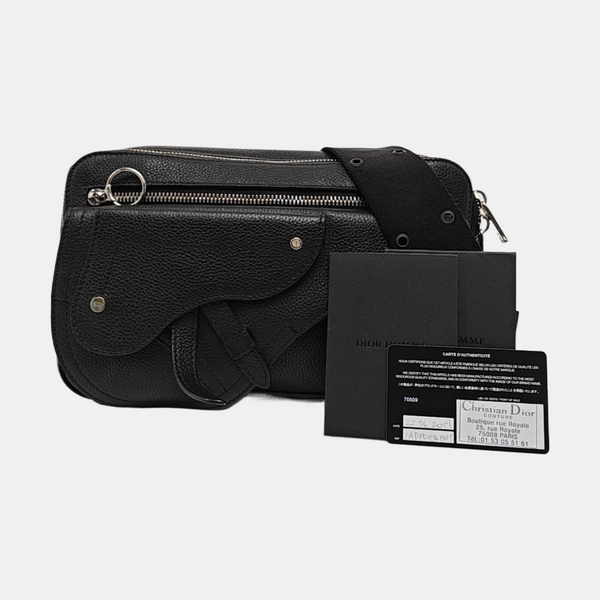 Authenticated pre-owned Saddle Calfskin Black - Belt Bag at Looply