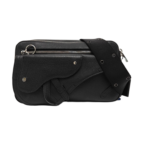 Authenticated pre-owned Saddle Calfskin Black - Belt Bag at Looply