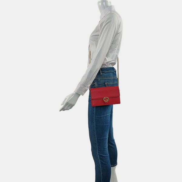 Authenticated pre-owned Interlocking G Calfskin Red - Crossbody Bag at Looply