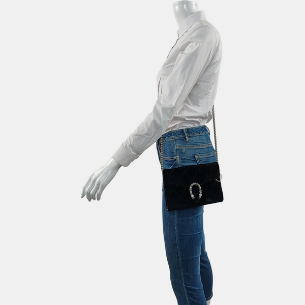 Authenticated pre-owned Dionysus Super Mini Monogram Velvet Black - Crossbody Bag at Looply
