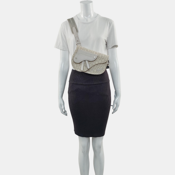 Authenticated pre-owned Saddle Oblique Canvas Beige - Crossbody Bag at Looply