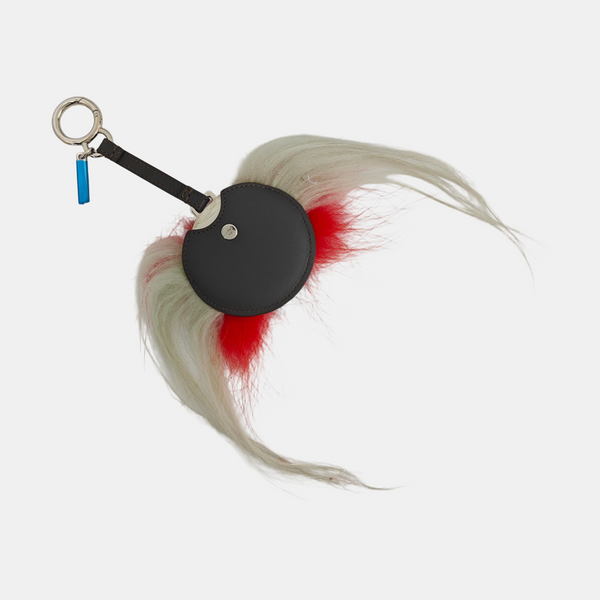 Leather Bag Charm Gray