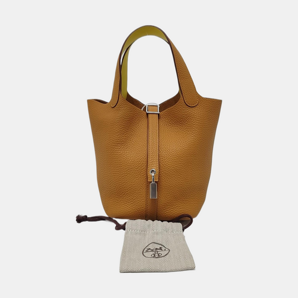 Authenticated pre-owned Picotin Lock 18 Clemence Beige - Top Handle Bag at Looply
