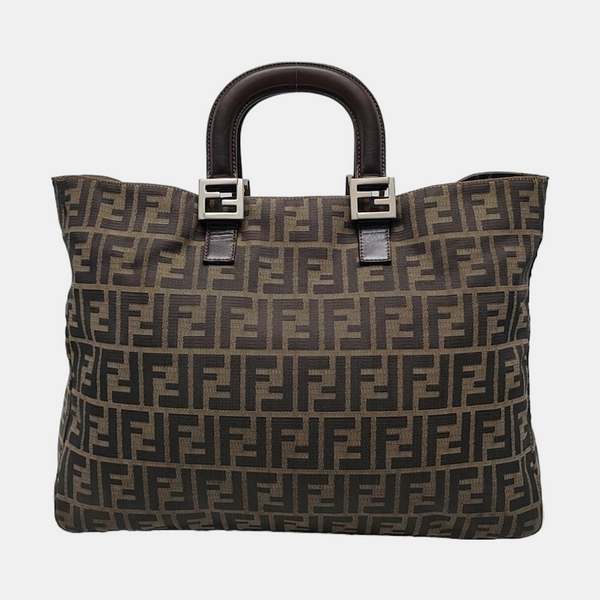 Authenticated pre-owned Ff Tote Canvas Brown - Top Handle Bag at Looply