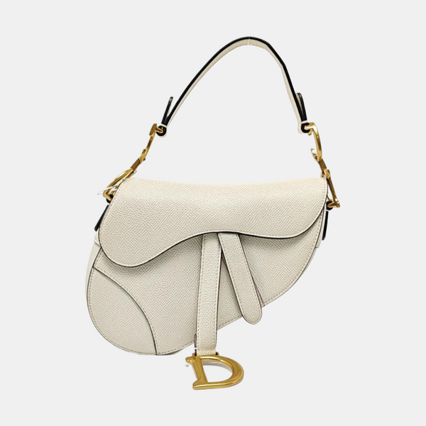 Authenticated pre-owned Saddle Mini Calfskin White - Top Handle Bag at Looply