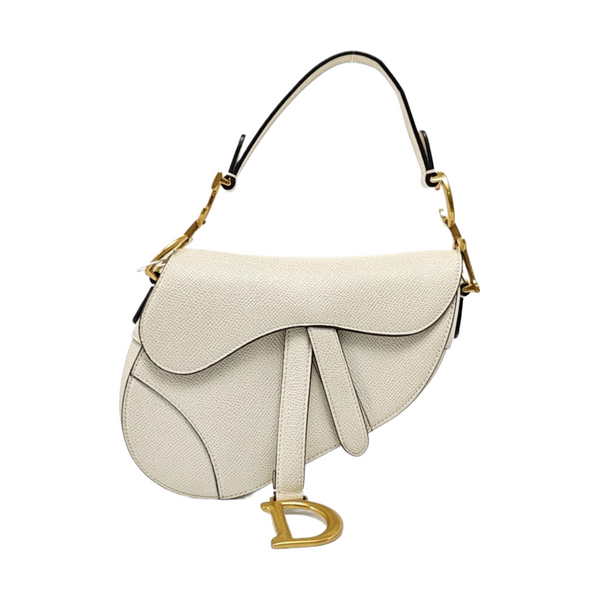 Authenticated pre-owned Saddle Mini Calfskin White - Top Handle Bag at Looply