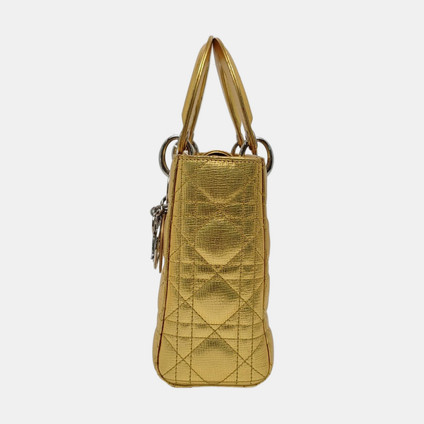 Authenticated pre-owned Lady Dior Small Calfskin Gold - Shoulder Bag at Looply