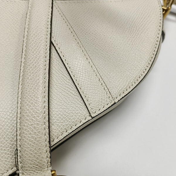 Authenticated pre-owned Saddle Mini Calfskin White - Top Handle Bag at Looply