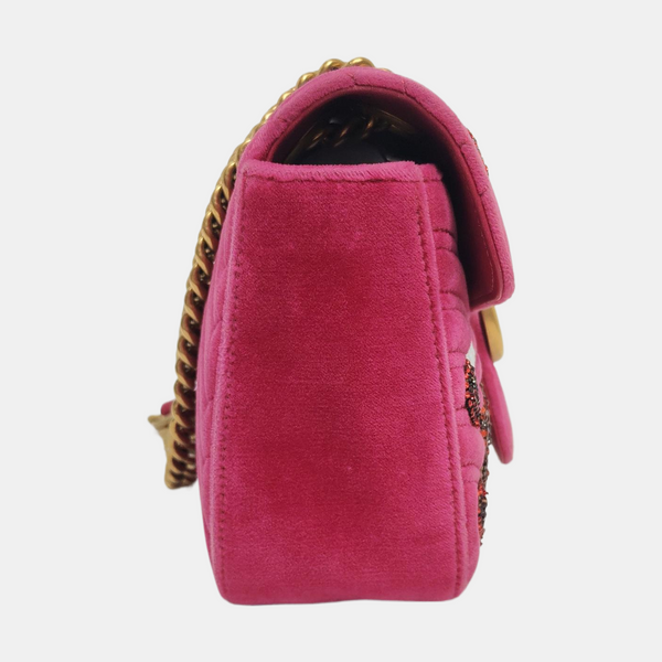 Authenticated pre-owned GG Marmont Medium Velvet Pink - Shoulder Bag at Looply